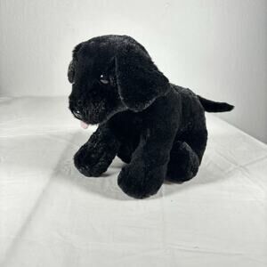 Melissa & Doug Black Lab Puppy Dog Plush Labrador Stuffed Animal Pink Tongue 10"